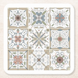 Porta-copo De Papel Quadrado Mosaico do Azulejo Padrão