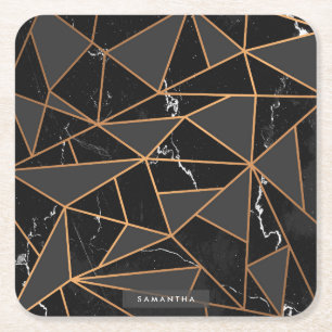 Porta-copo De Papel Quadrado Mosaico do Ouro Marble