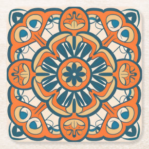Porta-copo De Papel Quadrado mosaico laranja