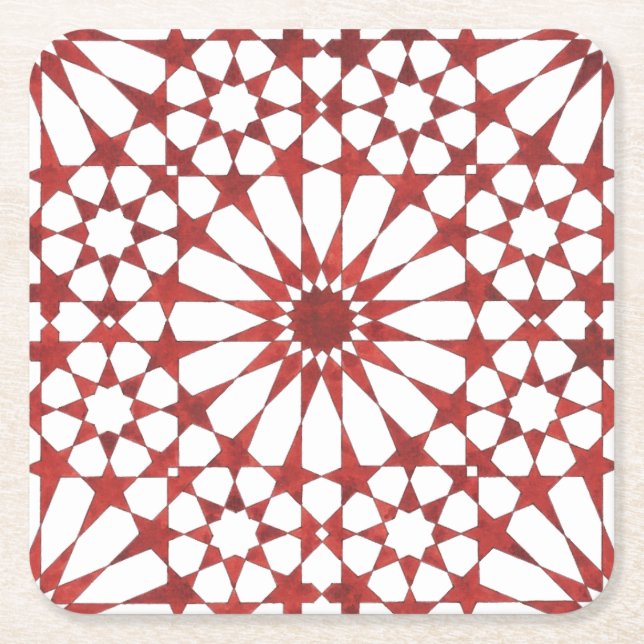 Porta-copo De Papel Quadrado Mosaïque andalouse rouge ALHAMBRA (Frente)