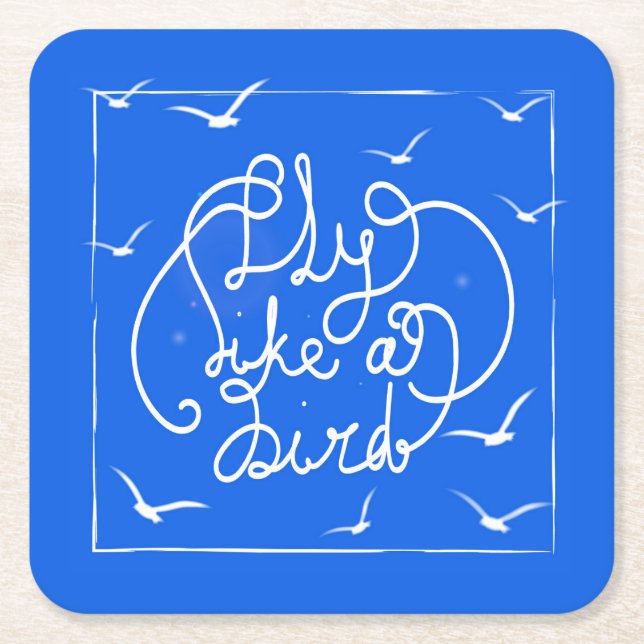 Porta-copo De Papel Quadrado Mosca como um pássaro (Frente)