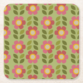 Porta-copo De Papel Quadrado MOSSY BLOOM - Porta copos de Papel Floral Moderno