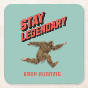 Porta-copo De Papel Quadrado Motivação Divertida de Bigfoot Correndo