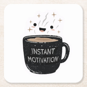 Porta-copo De Papel Quadrado Motivação Instantânea – Xícara de Café Kawaii Fofa