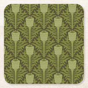 Porta-copo De Papel Quadrado Motivo de Planta Verde Serena para Decoração Moder