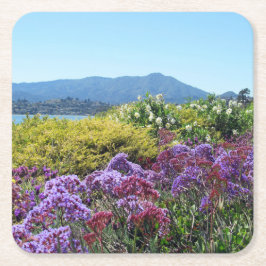 Porta-copo De Papel Quadrado Mt Tamalpais Flores Roxas Conjunto de 6 Portas cop
