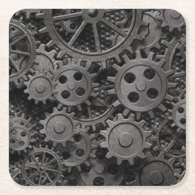 Porta-copo De Papel Quadrado Muitas engrenagens do metal ou peças oxidadas (Frente)