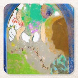 Porta-copo De Papel Quadrado Mulher à Janela, Redon