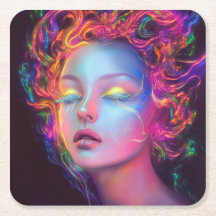 Mulher alienígena com cabelo cósmico