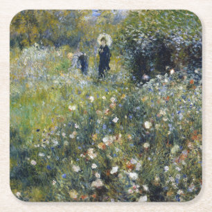 Porta-copo De Papel Quadrado Mulher com Parasol em Jardim por Auguste Renoir