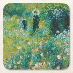 Porta-copo De Papel Quadrado Mulher com Parasol, Jardim, Renoir