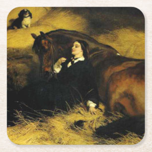 Porta-copo De Papel Quadrado Mulher e Cavalo