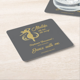 Porta-copo De Papel Quadrado Mulher Engraçada de Ouro Meio da Vida Ainda Quente