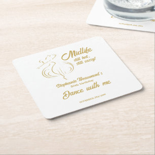 Porta-copo De Papel Quadrado Mulher Engraçada Dourada Meio da Vida Ainda Quente