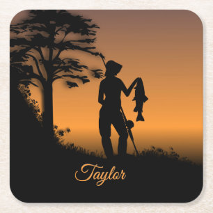 Porta-copo De Papel Quadrado Mulher Fisher no Dusk Personal