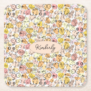 Porta-copo De Papel Quadrado mulher pastel amarela