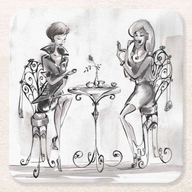 Porta-copo De Papel Quadrado Mulheres (Frente)