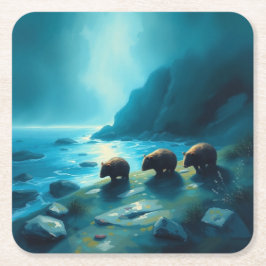 Porta-copo De Papel Quadrado Mulheres do Dia Azul