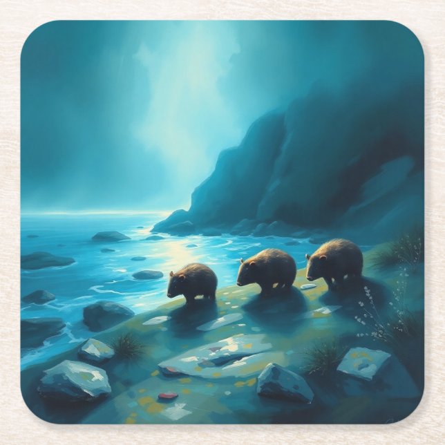 Porta-copo De Papel Quadrado Mulheres do Dia Azul (Frente)