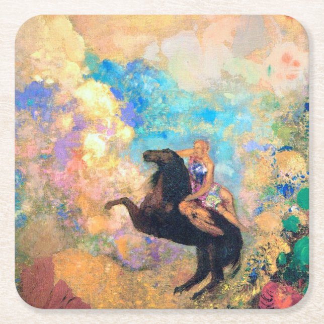 Porta-copo De Papel Quadrado Musa com Pegasus, Redon (Frente)