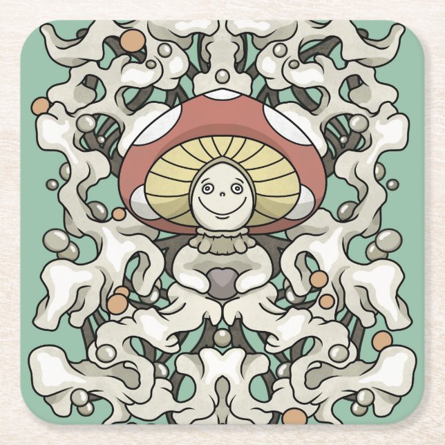 Porta-copo De Papel Quadrado Mushroom (Frente)