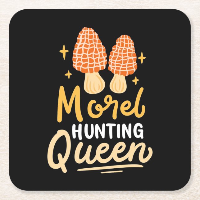 Porta-copo De Papel Quadrado Mushroom Morel Hunting Queen (Frente)