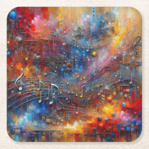 PORTA-COPO DE PAPEL QUADRADO MÚSICA E COR