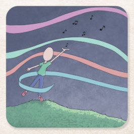 Porta-copo De Papel Quadrado Música e Melody Square Paper Porta copos