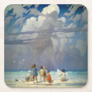 Porta-copo De Papel Quadrado N.C. Wyeth O Gigante 1923 Ilustração Vintage