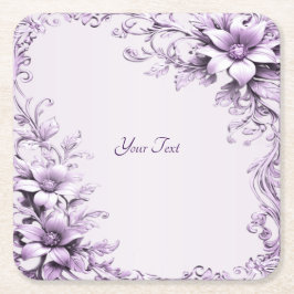 Porta-copo De Papel Quadrado Na moda Purple Flowers - Porta copos de papel