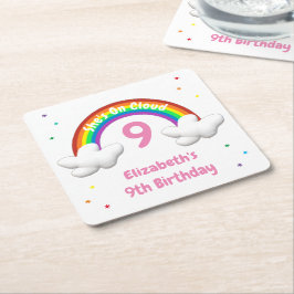 Porta-copo De Papel Quadrado Na Nuvem 9! Rainbow Birthday