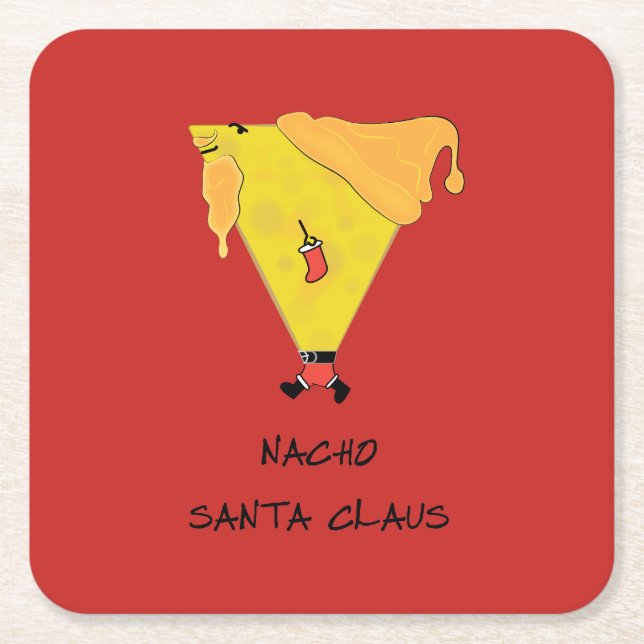 Porta-copo De Papel Quadrado Nacho Santa Claus (Frente)