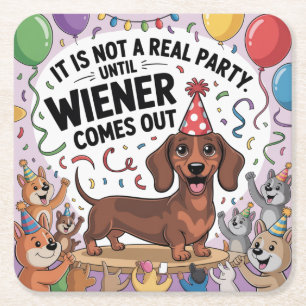 Porta-copo De Papel Quadrado Não É Uma Festa de Verdade Até o Wiener Aparecer