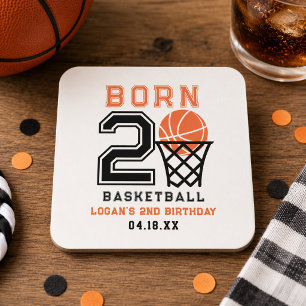 Porta-copo De Papel Quadrado Nascer 2 - Basquete   Segundo aniversário de espor