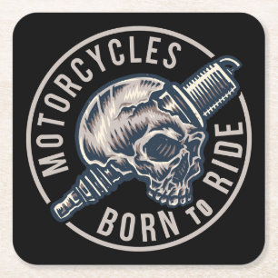 Porta-copo De Papel Quadrado Nascer de motocicletas para caveira e Sparkplug