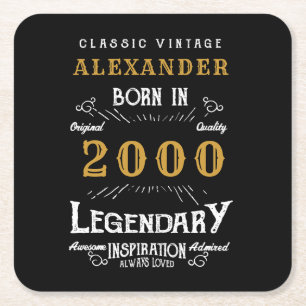 Porta-copo De Papel Quadrado Nascer personalizado aniversário de 21 anos 2000 p