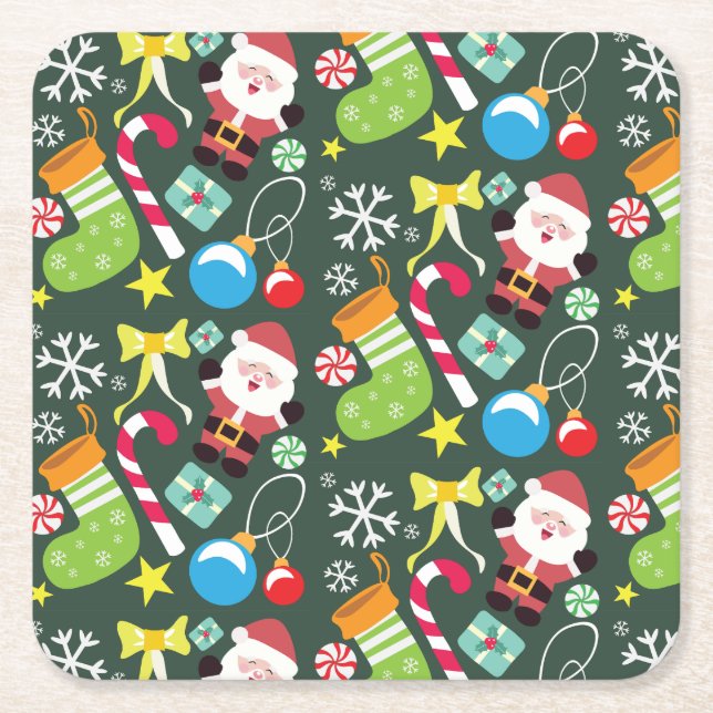 Porta-copo De Papel Quadrado Natal (Frente)