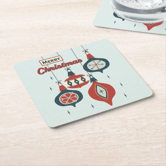 Porta-copo De Papel Quadrado Natal atômico do século médio (Inclinado)