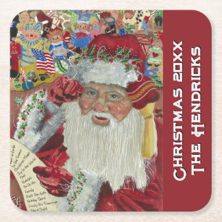 Porta-copo De Papel Quadrado Natal Clássico do Papai Noel 20XX — Família Person