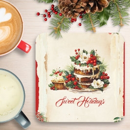 Porta-copo De Papel Quadrado Natal da Folhagem Vermelha Verde do Script Persona