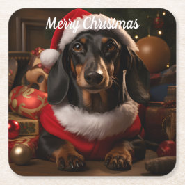 Porta-copo De Papel Quadrado Natal Dachshund