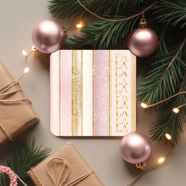 Porta-copo De Papel Quadrado Natal Dourado rosa Fa La Pattern#27 ID1009 (Criador carregado)