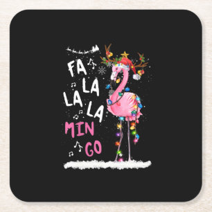 Porta-copo De Papel Quadrado Natal - Fa-La-La-Mingo Flamingo Com Natal