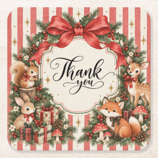 Porta-copo De Papel Quadrado Natal Florestal Obrigado Inverno ONEderland