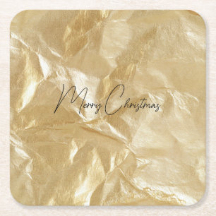 Porta-copo De Papel Quadrado Natal Glam Ouro