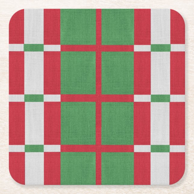 Porta-copo De Papel Quadrado Natal listrado (Frente)