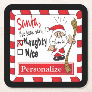 Porta-copo De Papel Quadrado Natal malvado ou bom   Personalizar
