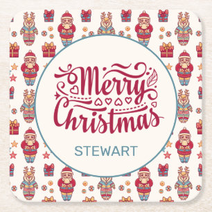 Porta-copo De Papel Quadrado Natal Personalizado