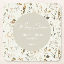 Porta-copo De Papel Quadrado Natal Rustic Botanical Wildflower