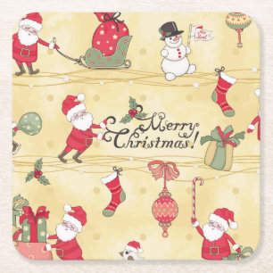 Porta-copo De Papel Quadrado Natal Rústico no Campo Estilo Vintage